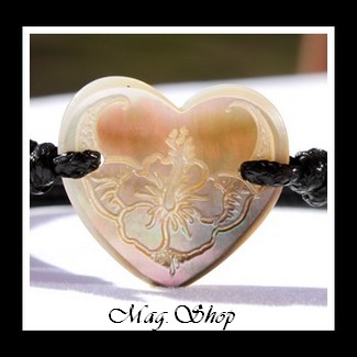 Vaiare Bracelet Lagon Coeur Fleur Hibiscus Nacre & Perle de Tahiti Modèle 2 MAG.SHOP