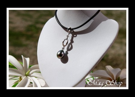 Vairaatea 3 Zircons Collier Perle de Tahiti MAG.SHOP