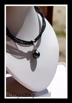Vaitoare Argent Rhodié 925 Zircon Collier Perle Baroque de Tahiti MAG.SHOP TAHITI