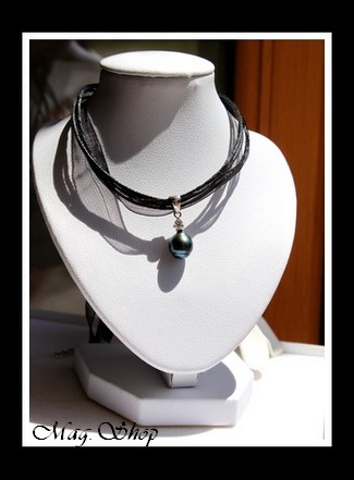 Vaitoare Argent Rhodié 925 Zircon Collier Perle Baroque de Tahiti MAG.SHOP TAHITI