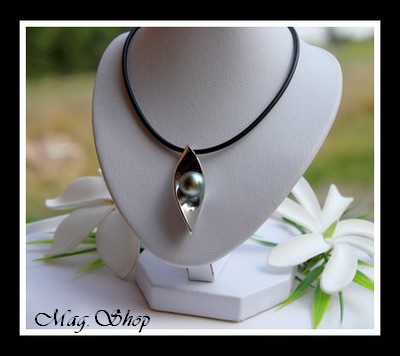 Vanavana Argent Rhodié 925 Collier Perle de Tahiti MAG.SHOP