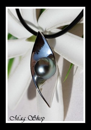 Vanavana Argent Rhodié 925 Collier Perle de Tahiti MAG.SHOP